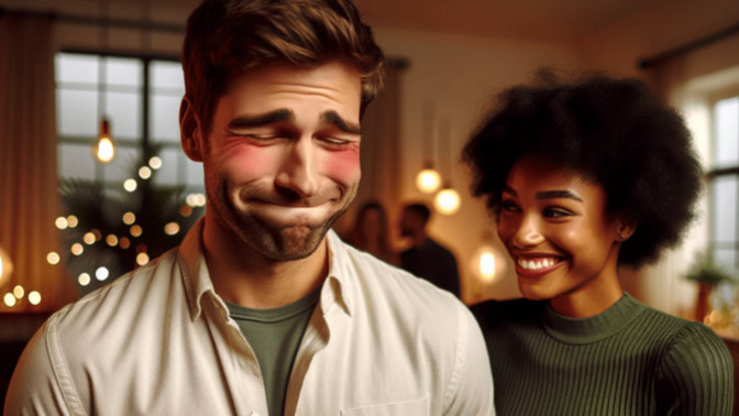 Why do men blush around women?