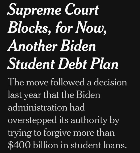 SCOTUS just stayed the injunction forbiding the Biden Admin from forgiving up to $400B in student loans. What are your thoughts on the issue?