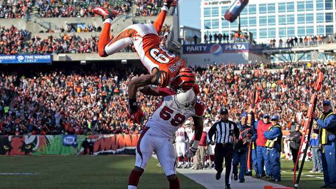 What comes with to pull off a front flip touchdown like Jerome Simpson did in football?