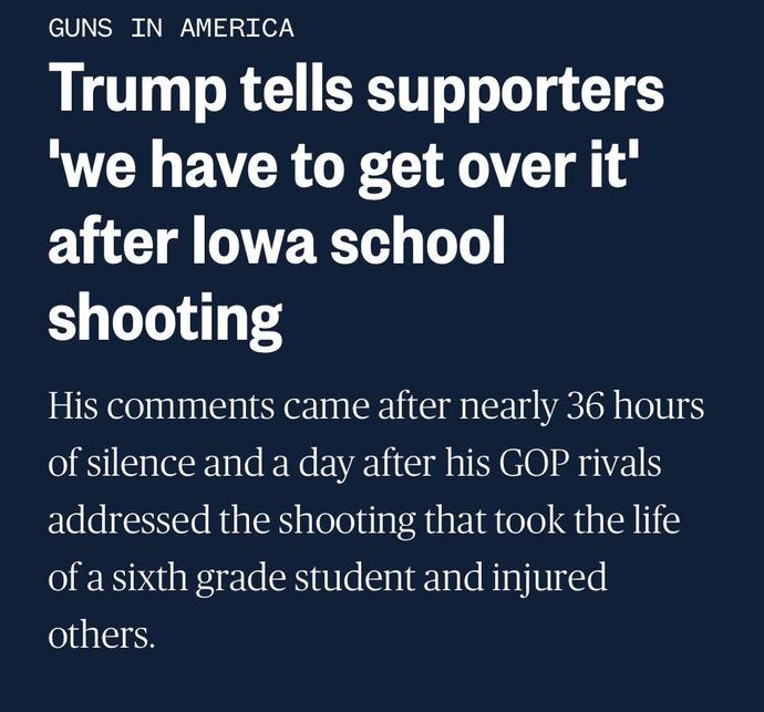 Trump Supporters - If he says GET OVER Mass School Shootings - Will you GET OVER when he FINALLY LOOSES 2024 -like he did in 2020?