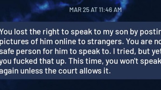 Why should i, as the father of our son, not be permitted to post pics of our son, when his mom posts his pics constantly?