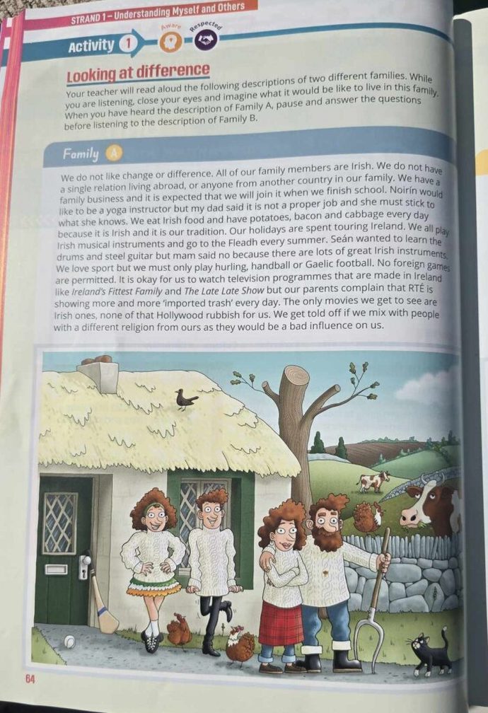 Woke school officials atempts to indoctrinate school kids to think that irish history culture, family ðnicity is not ok. Thoughts?