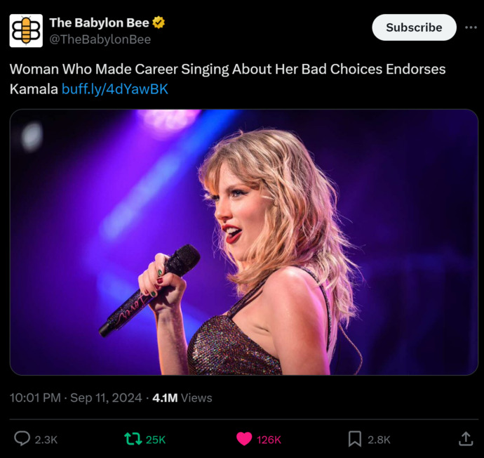 Taylor Swift endorsed Kamala Harris after presidential debate. What are your opinions?