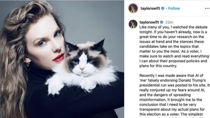 Taylor Swift endorsed Kamala Harris after presidential debate. What are your opinions?