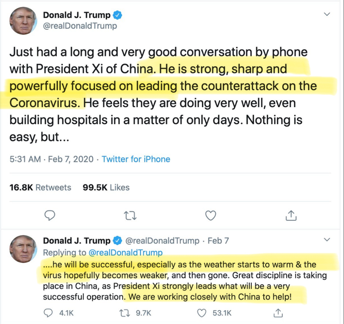 “We are working closely with China to help” -Trump