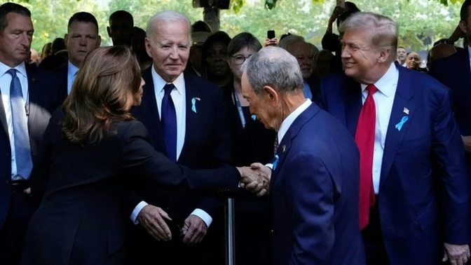 TWO handshakes? Are Kamala & Donald friends now?