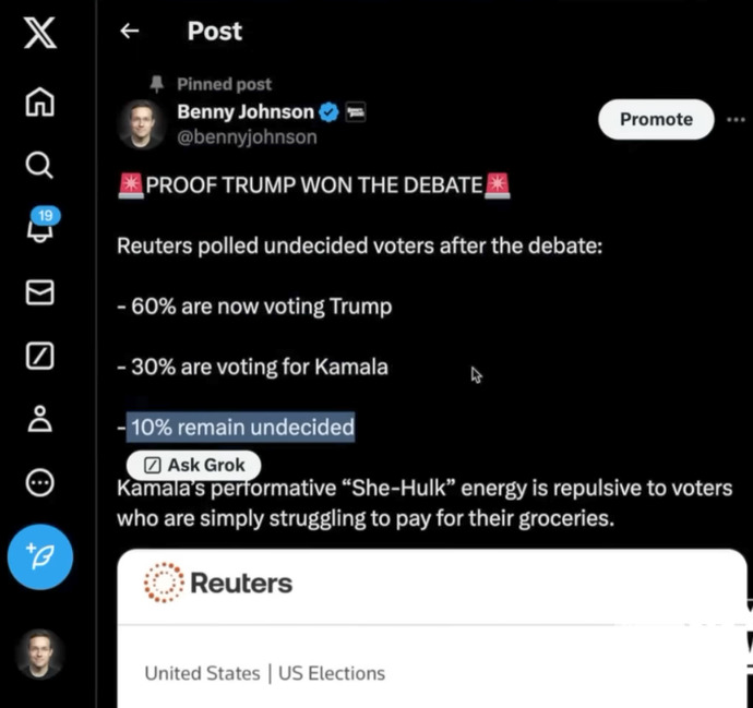 Did you know most undecided voters at the moment are for Trump?