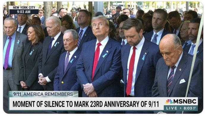 Why is Kamala Harris the only one smiling at the 9/11 memorial?