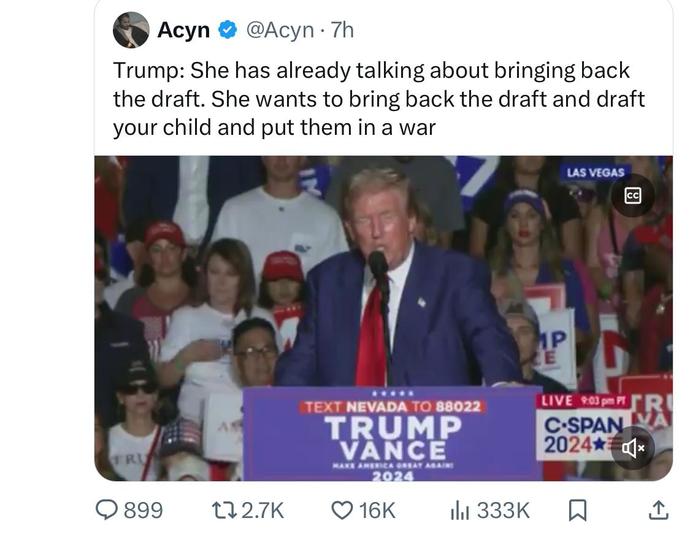 Do you fact check or take what he says at face value - did Harris ever say at one point she wants to bring back the draft?
