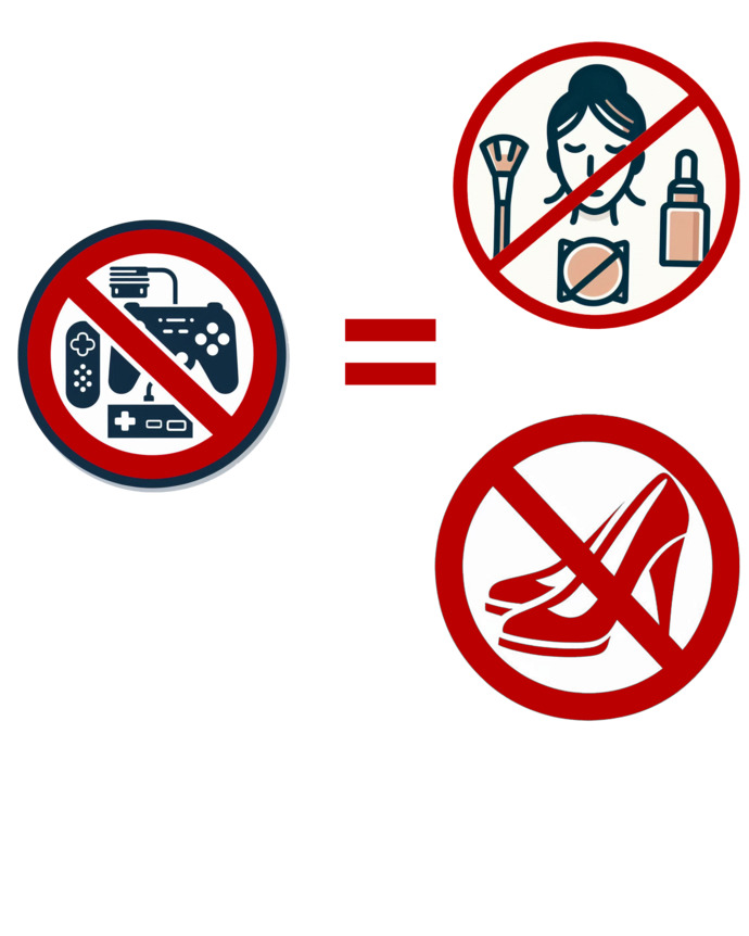 Guys, if women ban us from playing video games, maybe we should ban them from wearing makeup and high heels?