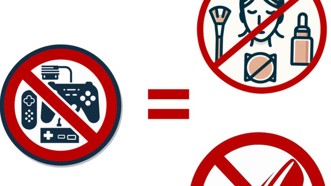 Guys, if women ban us from playing video games, maybe we should ban them from wearing makeup and high heels?