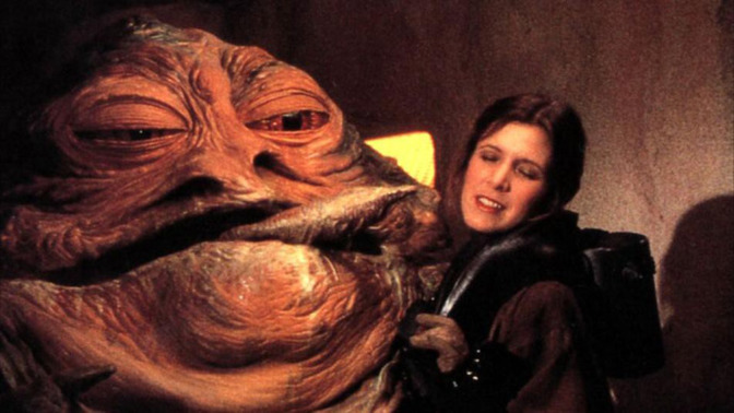 Did Princess Leia and Jabba the Hutt get intimate while he was keeping her as a slave?
