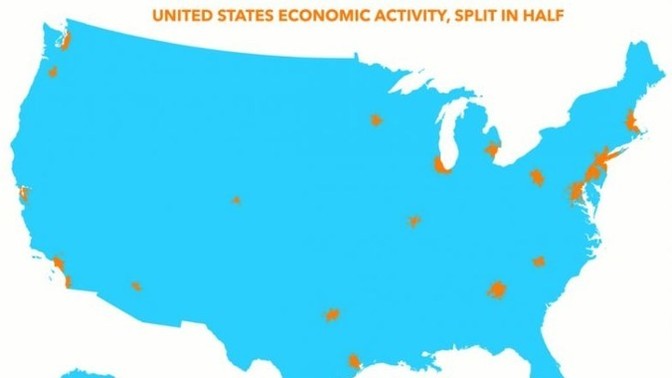 What is your reaction to this map of USA GDP? What are the political, social & economic ramifications of this map? Is this healthy? Is it inevitable?
