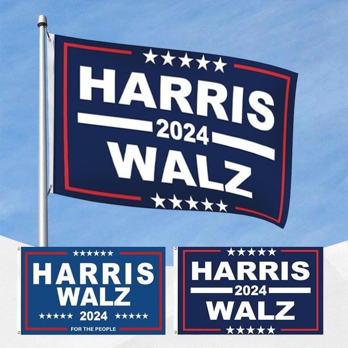 What is the first thing that comes to mind when you see a Harris Walz flag?