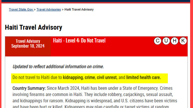 Why does the Harris-Biden admin. warn Americans NOT TO TRAVEL to Haiti, but lets unknown Haitians illegally pour over the US border by the thousands?