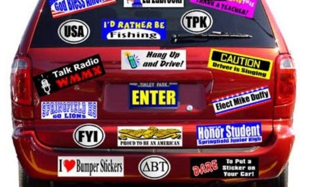 Do you decorate your vehicle with bumper stickers and window decals?