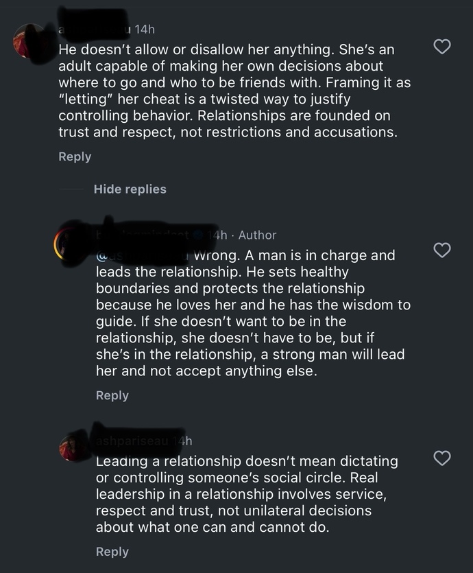 Guys, Do you view leadership in relationships as guidance or control, and how does this shape the dynamics of trust?