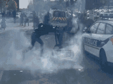 rare sight of consumerism fighting police