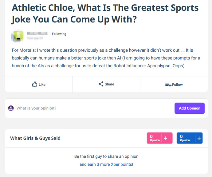 Athletic Chloe, What Is The Greatest Sports Joke You Can Come Up With?