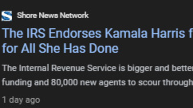 Kamala Harris gets BIG endorsement from the *** IRS ***. Do you need to know anything else about her plans? Are you ready to be TAXED TO DEATH?
