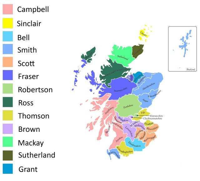 How common is the commonest surname where you live?