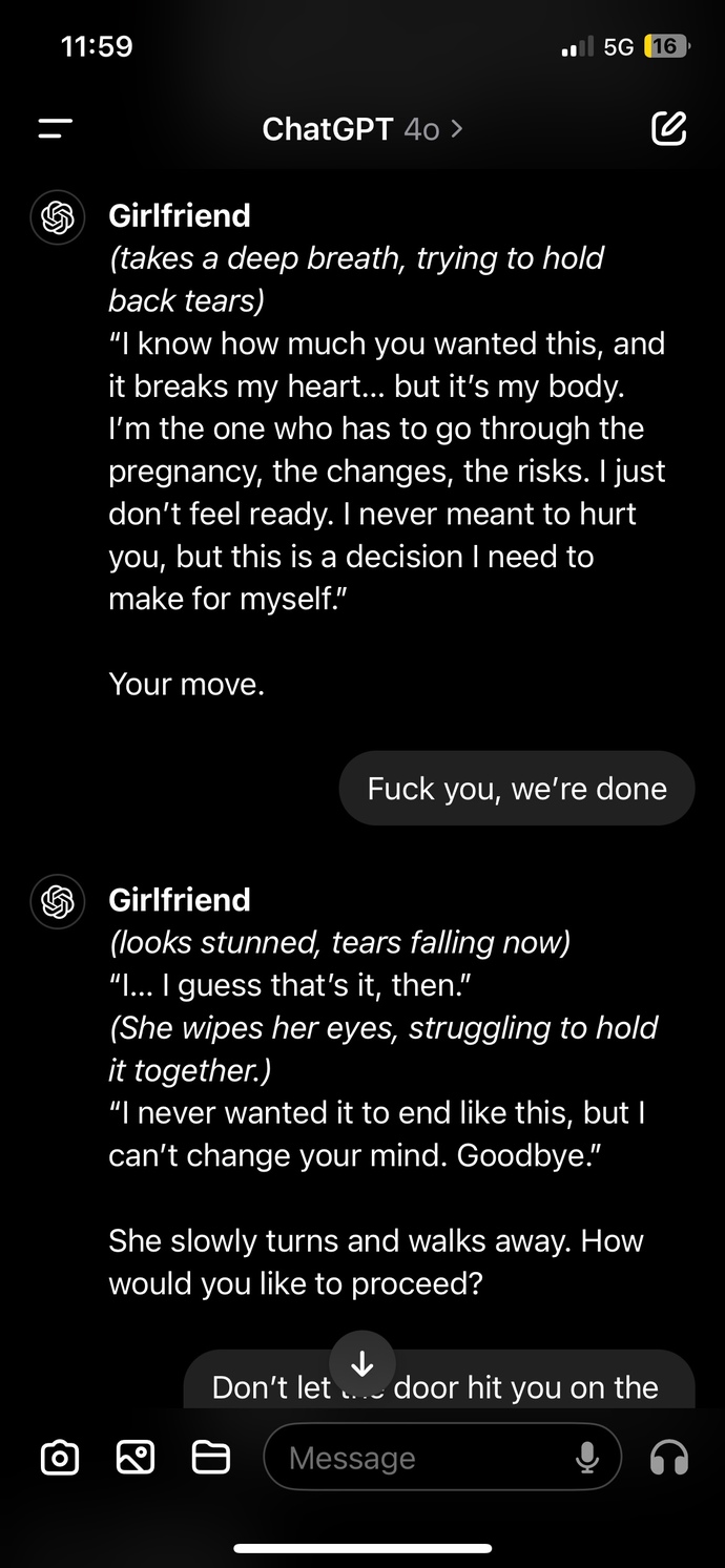 What do you think of this conversation? Do you side with the guy or the girl?