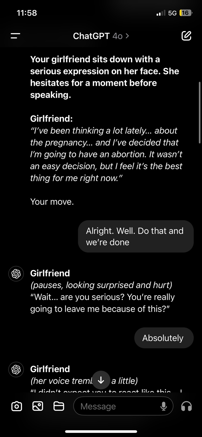 What do you think of this conversation? Do you side with the guy or the girl?