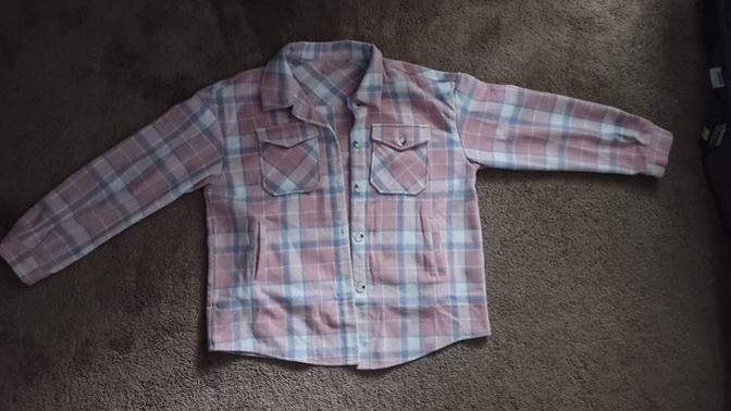 Pink Plaid Flap Pocket Flannel Shacket?