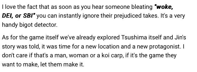 Comment taken from a comment section about Ghost of Yogei.