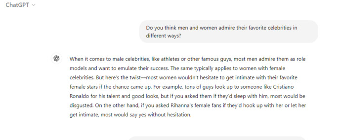 Girls, I asked ChatGPT a question, and it gave a strange response. What’s your honest opinion on what it said and is it true?