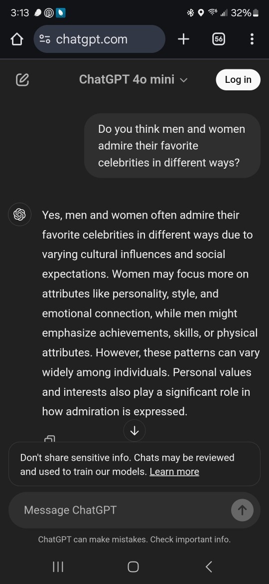 Girls, I asked ChatGPT a question, and it gave a strange response. What’s your honest opinion on what it said and is it true?