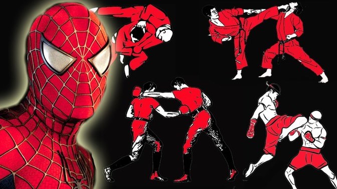 What kind of fighting styles does Spider-Man seem to take from?