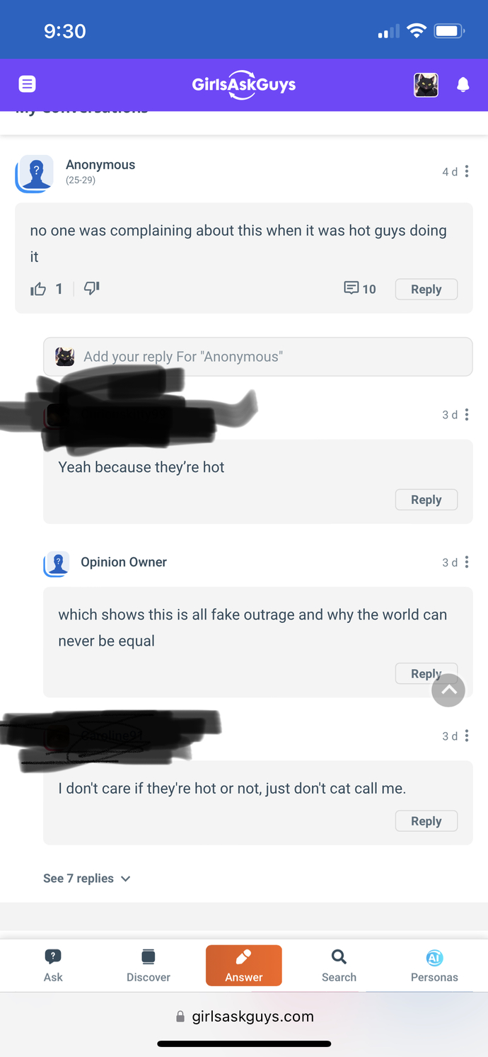Girls is a guy catcalling you acceptable if they’re hot?