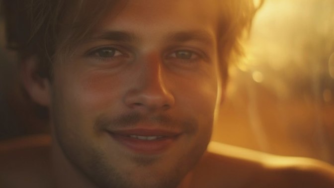 He looks at me with soft, dreamy eyes and a cute smile on his face? Lust or love?