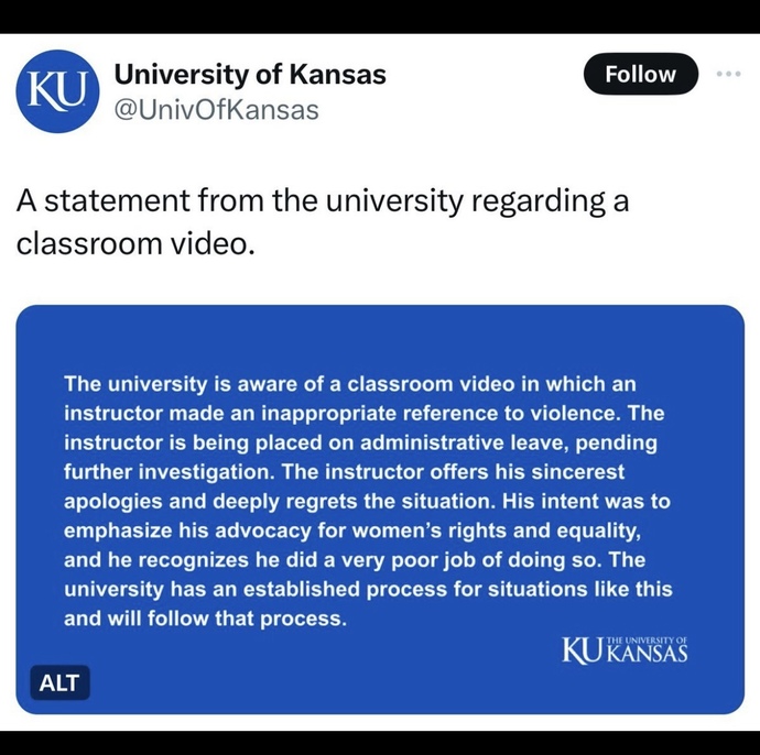 Should this feminist professor be fired from his job for suggesting men who dont vote for Harris because she is a woman should be shot?