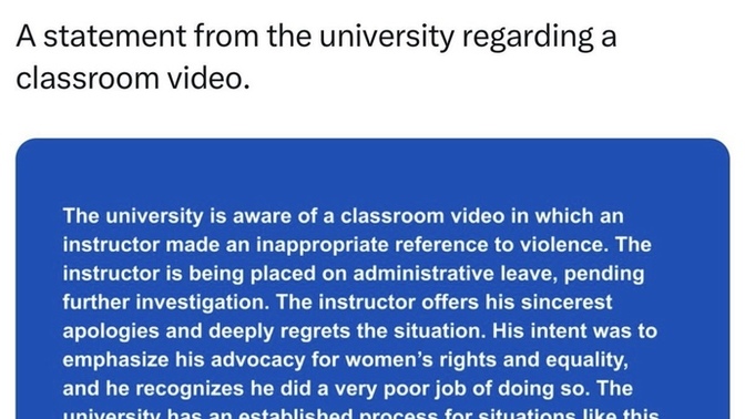 Should this feminist professor be fired from his job for suggesting men who don't vote for Harris because she is a woman should be shot?