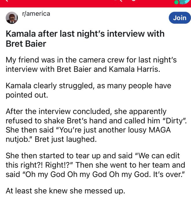 Did you watch the Baier/Harris interview?