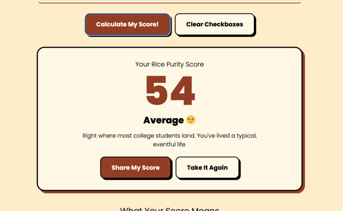 Girls, What's your rice purity test score? Is there anything you still want to check off your list?