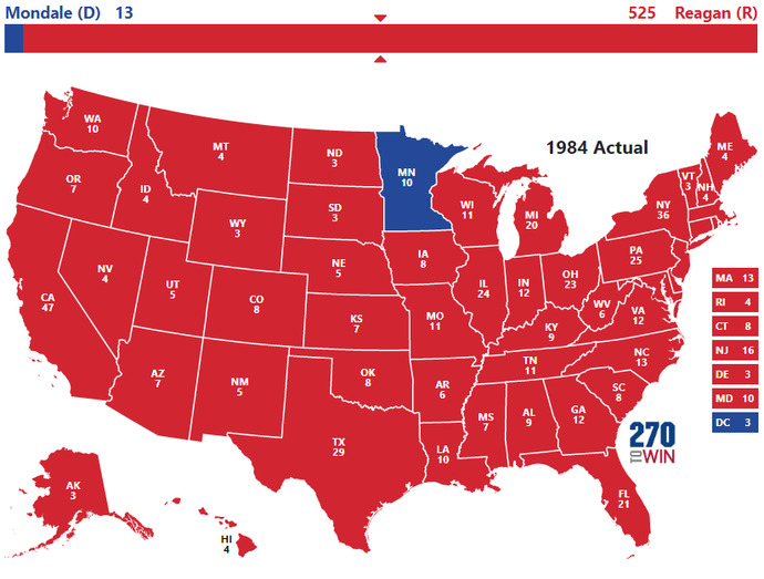 How big of a meltdown would Democrats have if hypothetically the 2024 election was a repeat of 1984 with Trump winning 48 states?