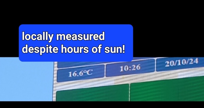 16.6 c. is around 62 f. Is Colder than historical average despite 5 hours of sun!