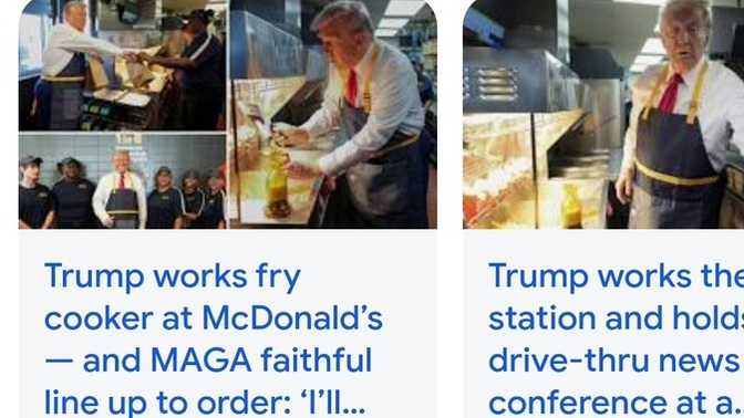 What are your thoughts on Trump getting relagated to working at McDonald's, as part of a plea deal?