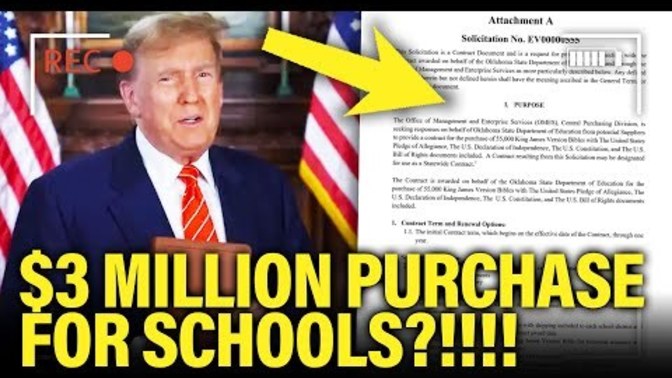 Why is the Oklahoma Superintendent using $3 million taxpayer dollars to buy 55,000 Trump-endorsed Bibles for public schools?