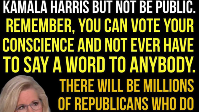 Do you know of any Republicans like Liz and Dick Cheney (and many, many more) who are voting their conscience and plan to vote for Kamala Harris?