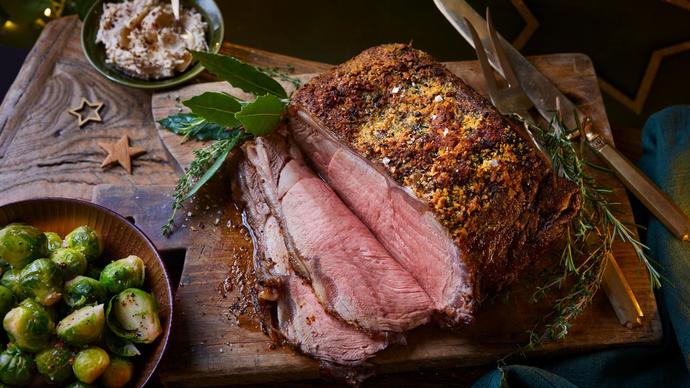 Roast sirloin with creamed horseradish