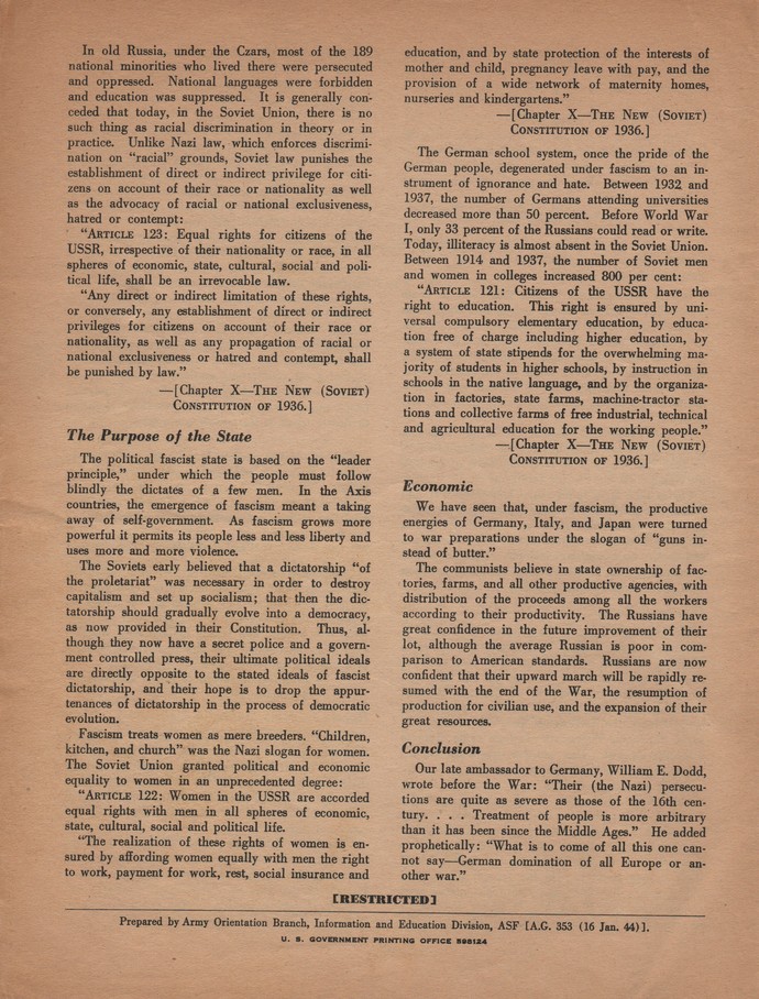 Want to know what Americans knew about fascism in 1945?