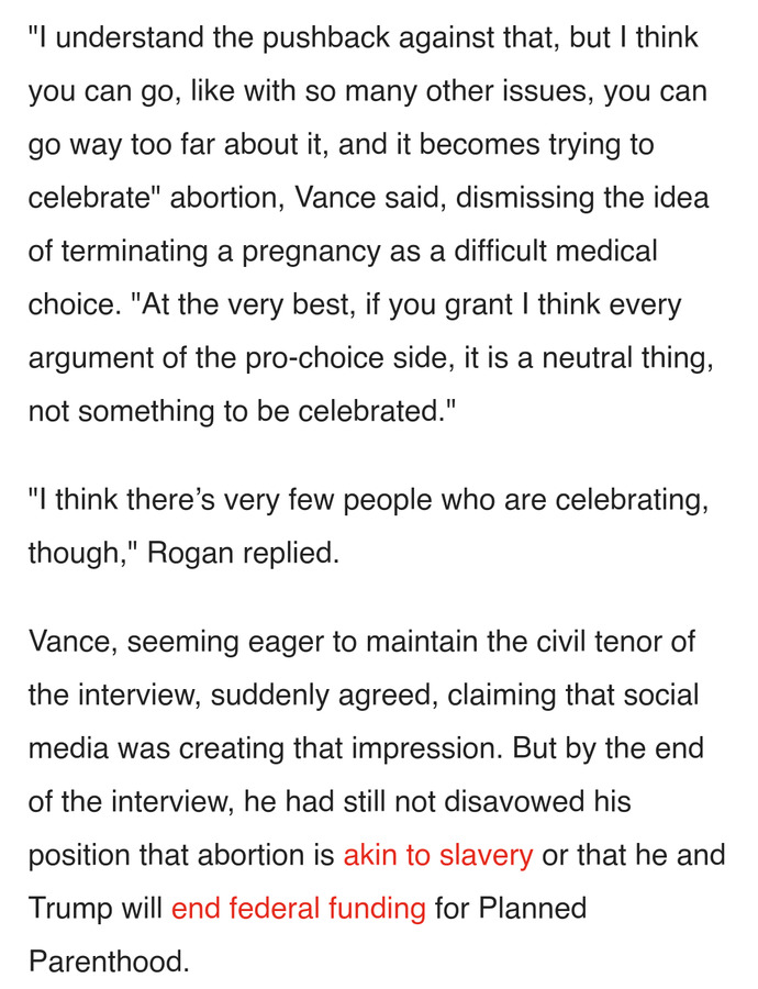 JD Vance Said In An Interview With Joe Rogan That Women Celebrate Having Abortions? Do You Agree or Disagree With His Statement?