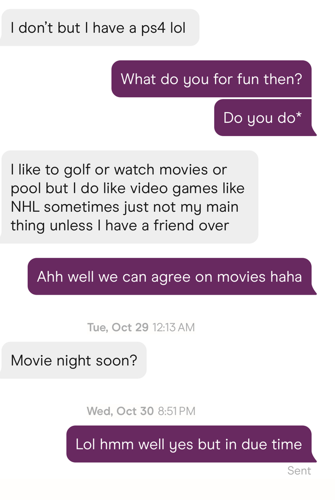 Did these msgs give off the vibe I wasn’t interested? 2 days & no reply?