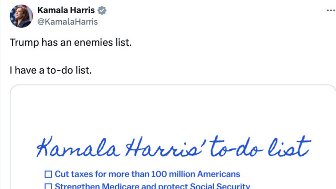 Who was it asked for reasons to vote for Harris, rather than against Trump?