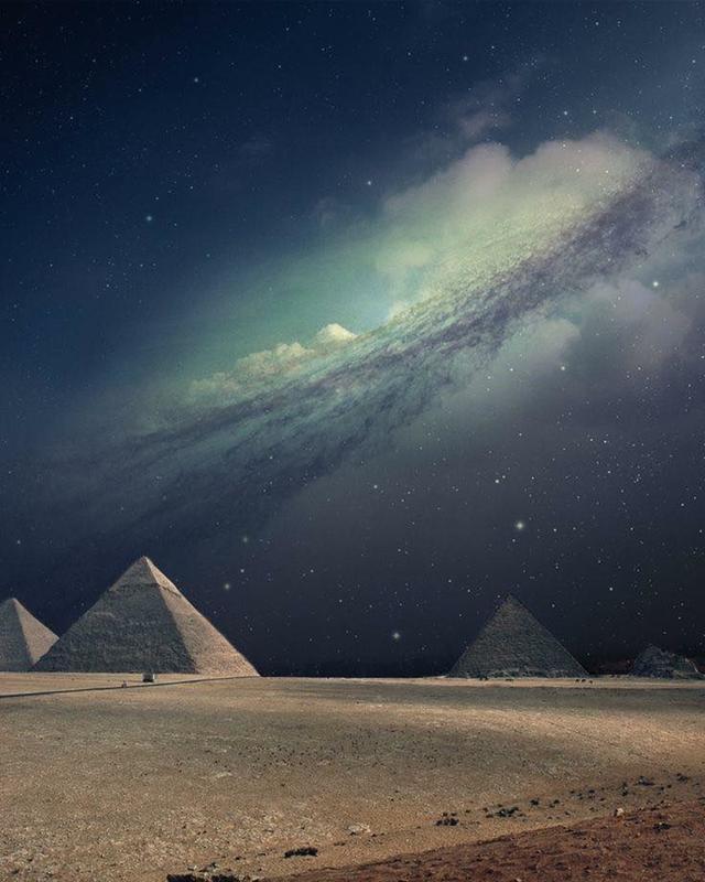 Milky Way over Giza Pyramids