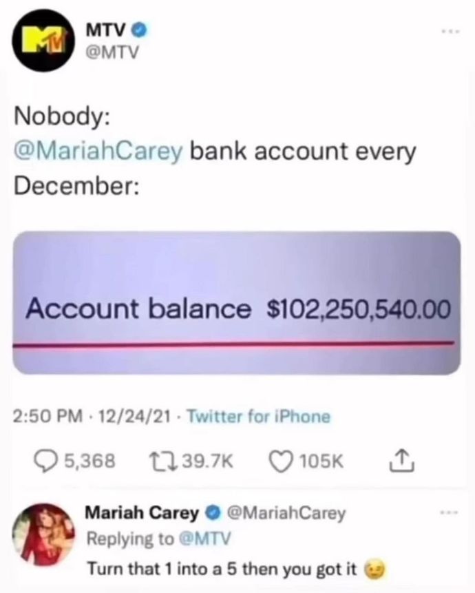 Can y’all believe how much Mariah Carey gets paid for her Christmas song ‘All I want for Christmas is you’ each year?